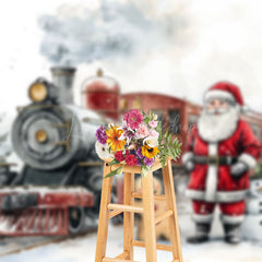 Lofaris Snowy Field Santa Train Gifts Christmas Backdrop