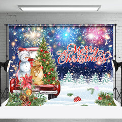 Lofaris Snowy Field Snowman Sparkle Merry Christmas Backdrop