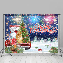 Lofaris Snowy Field Snowman Sparkle Merry Christmas Backdrop