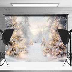 Lofaris Snowy Field Trees Light Winter Photography Backdrop