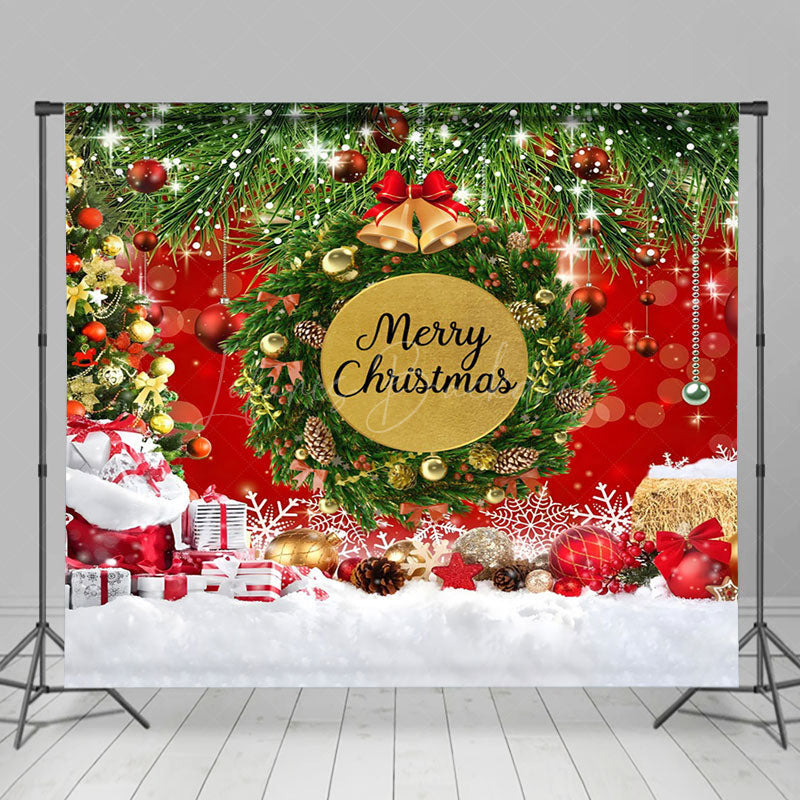 Lofaris Snowy Field Wreath Festive Christmas Vibe Backdrop