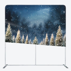 Lofaris Snowy Forest Christmas Night Square Tension Backdrop