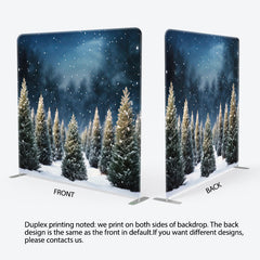 Lofaris Snowy Forest Christmas Night Square Tension Backdrop