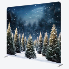 Lofaris Snowy Forest Christmas Night Square Tension Backdrop