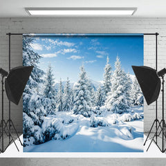 Lofaris Snowy Forest Cute Snowman Winter Room Set Backdrop