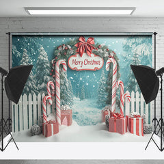 Lofaris Snowy Forest Fence Gifts Merry Christmas Backdrop