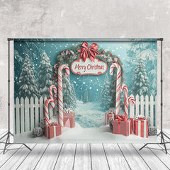 Lofaris Snowy Forest Fence Gifts Merry Christmas Backdrop