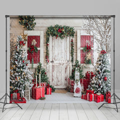 Lofaris Snowy Forest Field Cabin Christmas Room Set Backdrop