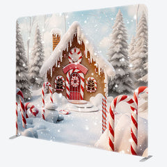 Lofaris Snowy Forest Gingerbread House Pillow Case Backdrop