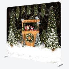 Lofaris Snowy Forest Hot Cocoa Night Christmas Backdrop