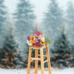 Lofaris Snowy Forest Light Sparkle Winter Photo Backdrop