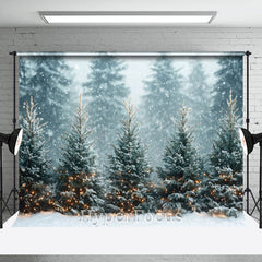 Lofaris Snowy Forest Light Sparkle Winter Photo Backdrop