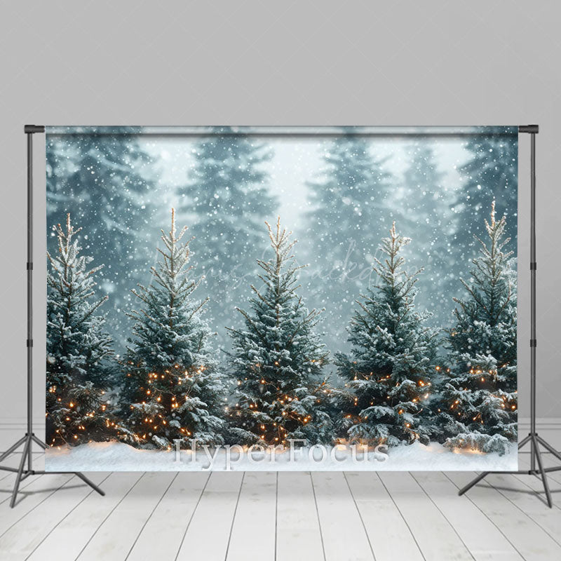 Lofaris Snowy Forest Light Sparkle Winter Photo Backdrop