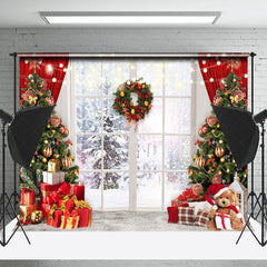 Lofaris Snowy Forest Light Strip Window Christmas Backdrop