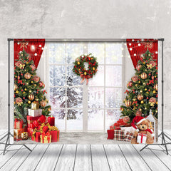 Lofaris Snowy Forest Light Strip Window Christmas Backdrop