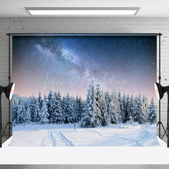 Lofaris Snowy Forest Starry Sky Sunset Winter Photo Backdrop