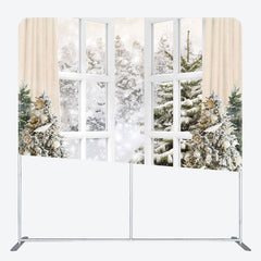 Lofaris Snowy Forest Window Christmas Pillow Case Backdrop