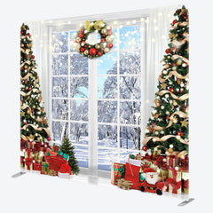 Lofaris Snowy Forest Xmas Tree Window Pillow Case Backdrop