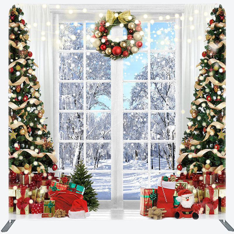 Lofaris Snowy Forest Xmas Tree Window Pillow Case Backdrop