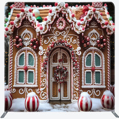 Lofaris Snowy Gingerbread House Christmas Photo Booth Backdrop