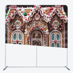 Lofaris Snowy Gingerbread House Christmas Photo Booth Backdrop