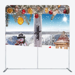 Lofaris Snowy Glitter Balls Gifts Double-Sided Backdrop