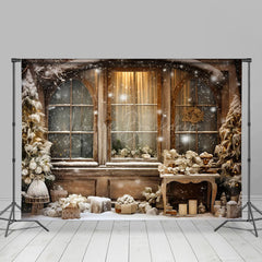 Lofaris Snowy House Vintage Winter Backdrop For Photography