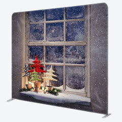 Lofaris Snowy Light Window Christmas Tension Fabric Backdrop