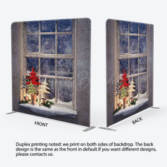 Lofaris Snowy Light Window Christmas Tension Fabric Backdrop