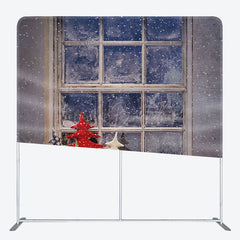 Lofaris Snowy Light Window Christmas Tension Fabric Backdrop