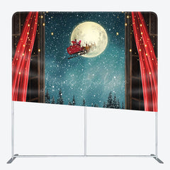 Lofaris Snowy Moon Night Red Curtain Santa Christmas Backdrop