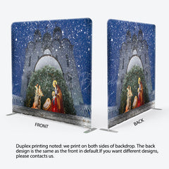 Lofaris Snowy Night Nativity Christmas Pillow Case Backdrop