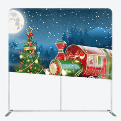 Lofaris Snowy Night Train Christmas Pillow Case Backdrop