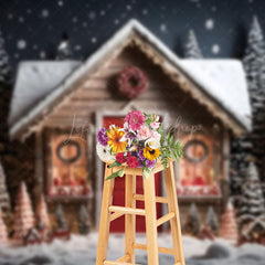 Lofaris Snowy Night Tree House Celebrates Christmas Backdrop