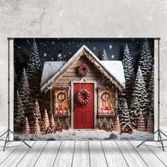 Lofaris Snowy Night Tree House Celebrates Christmas Backdrop