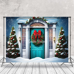 Lofaris Snowy Night Trees House Bow Tie Christmas Backdrop