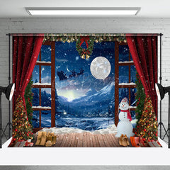 Lofaris Snowy Night Villa Window Scene Christmas Backdrop