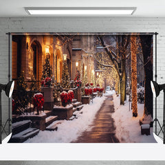 Lofaris Snowy Path Winter Christmas Holiday Vibe Backdrop