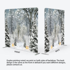 Lofaris Snowy Pine Forest Lights Tension Fabric Backdrop