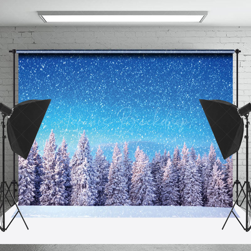 Lofaris Snowy Pine Forest Winter Backdrop For Photography