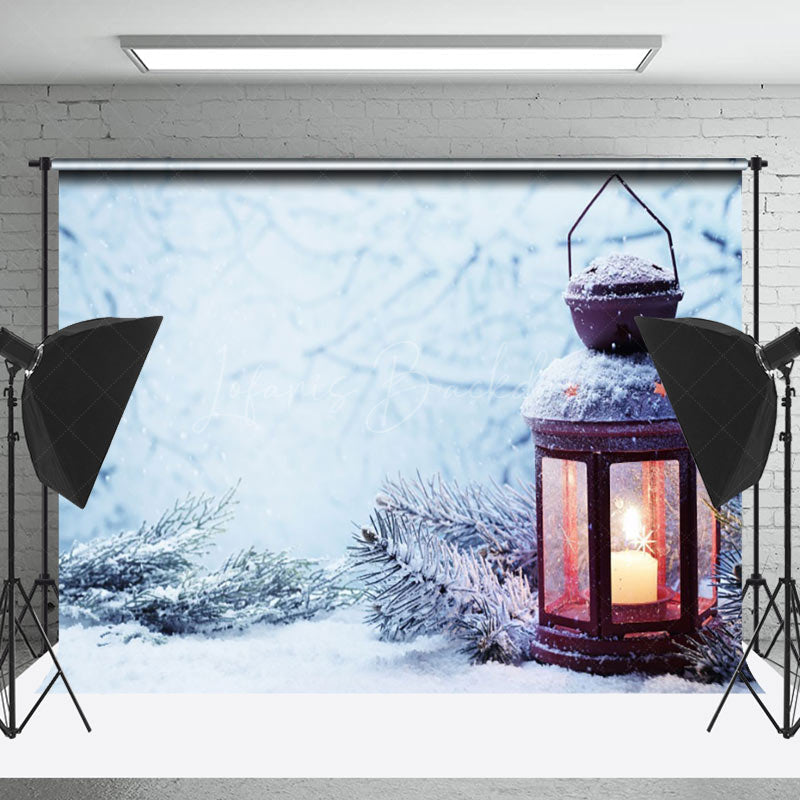 Lofaris Snowy Pine Lamp Outdoor Winter Scenery Backdrop