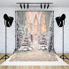 Lofaris Snowy Pine Tree Light Glitter Christmas Backdrop