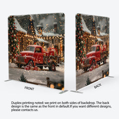 Lofaris Snowy Red Car Bokeh Christmas Pillow Case Backdrop