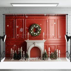 Lofaris Snowy Retro Red Wall Candle Holder Christmas Backdrop