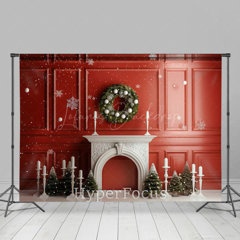 Lofaris Snowy Retro Red Wall Candle Holder Christmas Backdrop