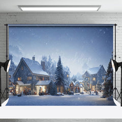 Lofaris Snowy Rural Town Night Festive Christmas Backdrop