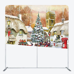 Lofaris Snowy Rural Town Santa Merry Christmas Backdrop