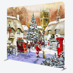 Lofaris Snowy Rural Town Santa Merry Christmas Backdrop