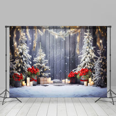 Lofaris Snowy Scene Candle Light Winter Wonderland Backdrop