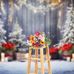 Lofaris Snowy Scene Candle Light Winter Wonderland Backdrop